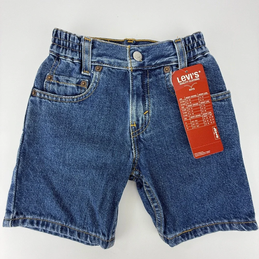 Vintage 90s Levis 550 Relaxed Fit Denim Shorts Toddler Size 2T Blue NWT NOS Y2K